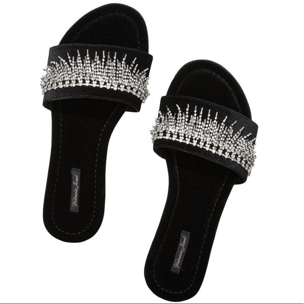 Victoria’s Secret Velvet Rhinestone Slides